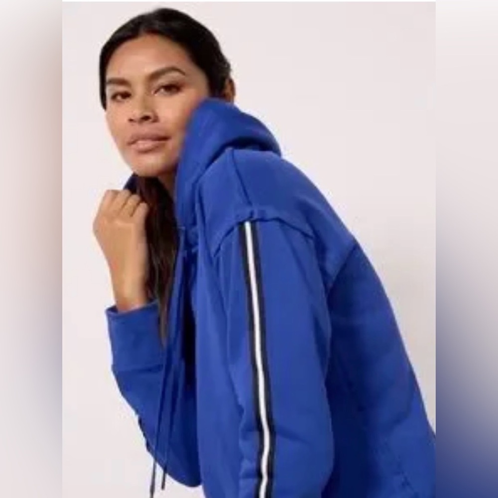 Evereve Kerry Tape Trim Hoodie- Cobalt Blue